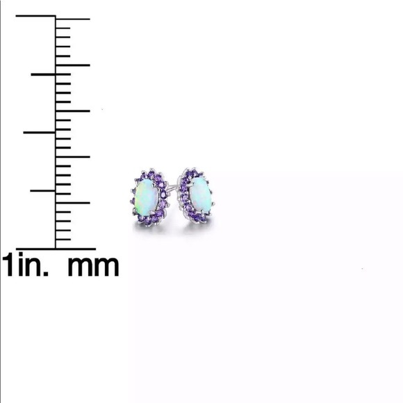 New 925 Silver Opal Oval Stud Earrings - Picture 4 of 5